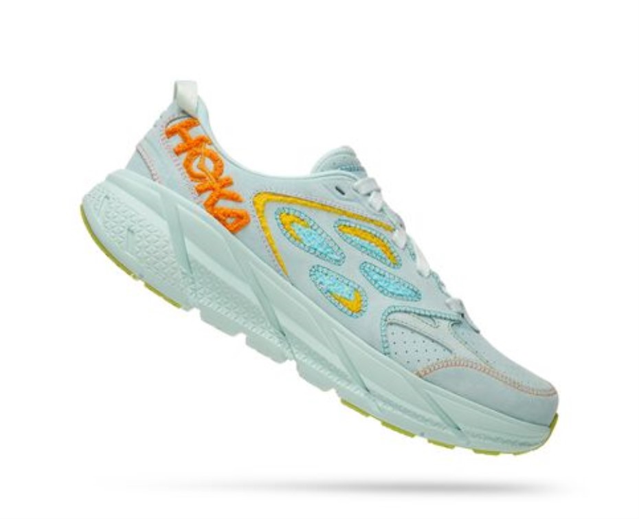 Hoka Clifton L Hímzés Kék üveg Sugárzó Sárga