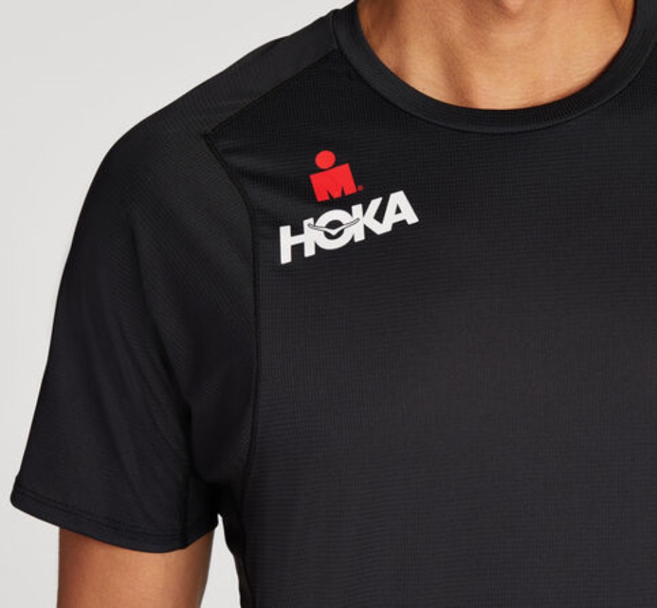 Hoka Glide Rövid Ujjú Fekete Fehér Ironman Piros